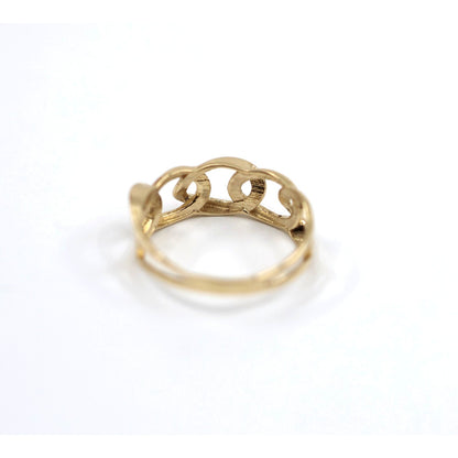 14K Yellow Gold Open Cuban Curb Link Chain Statement Ring