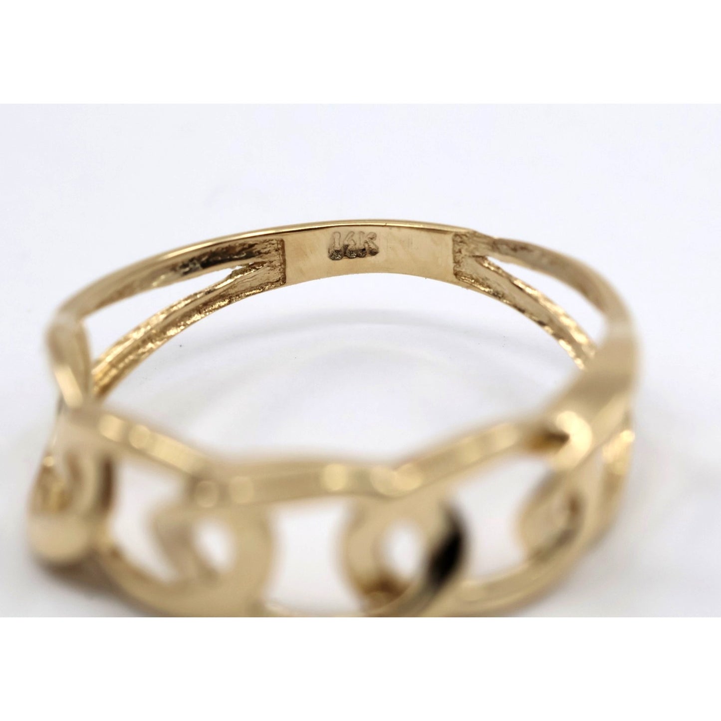 14K Yellow Gold Open Cuban Curb Link Chain Statement Ring