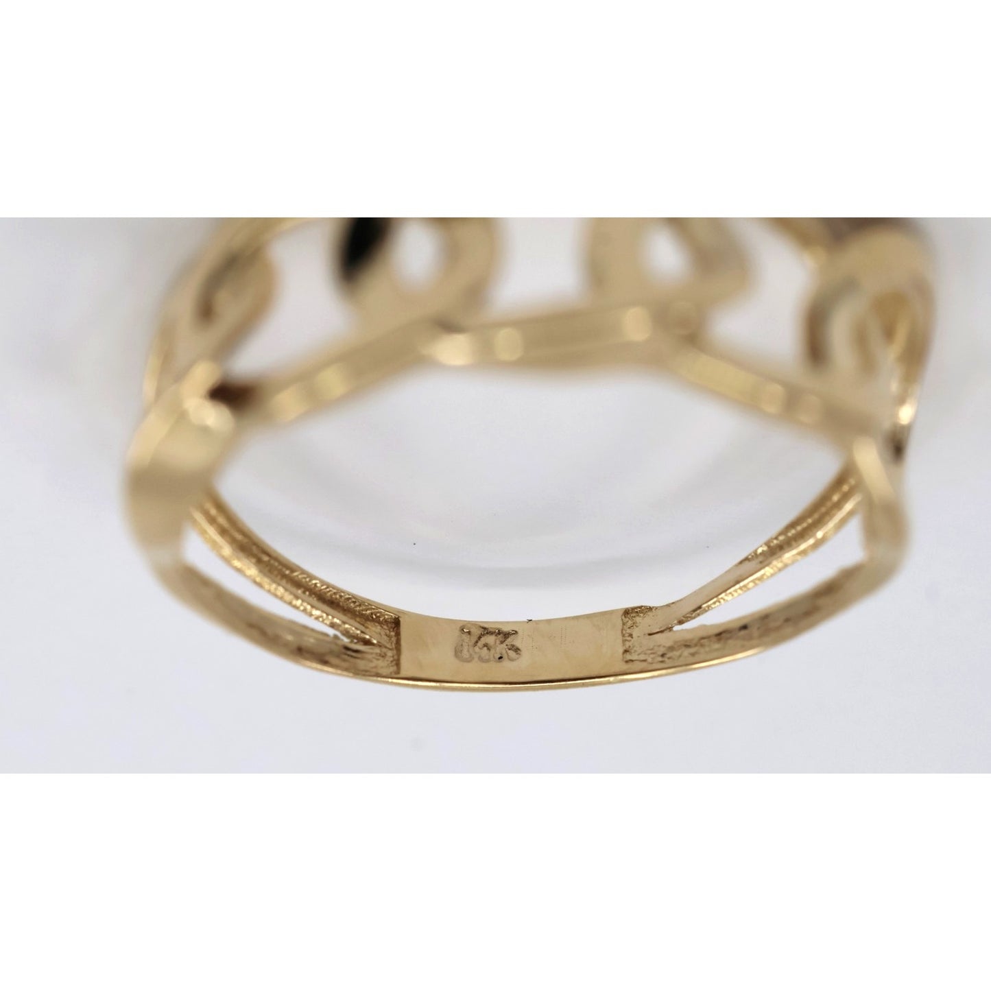 14K Yellow Gold Open Cuban Curb Link Chain Statement Ring