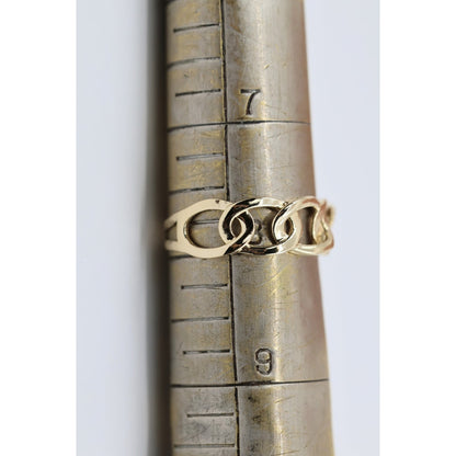 14K Yellow Gold Open Cuban Curb Link Chain Statement Ring