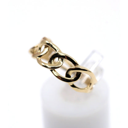 14K Yellow Gold Open Cuban Curb Link Chain Statement Ring