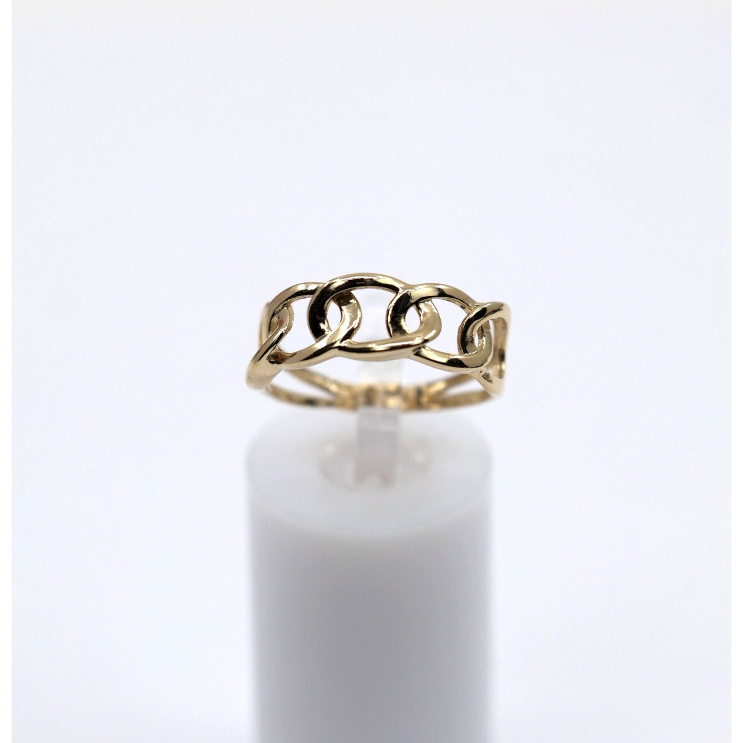14K Yellow Gold Open Cuban Curb Link Chain Statement Ring