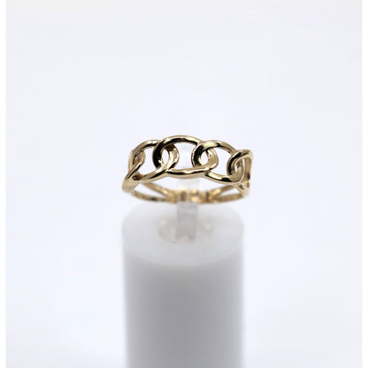 14K Yellow Gold Open Cuban Curb Link Chain Statement Ring