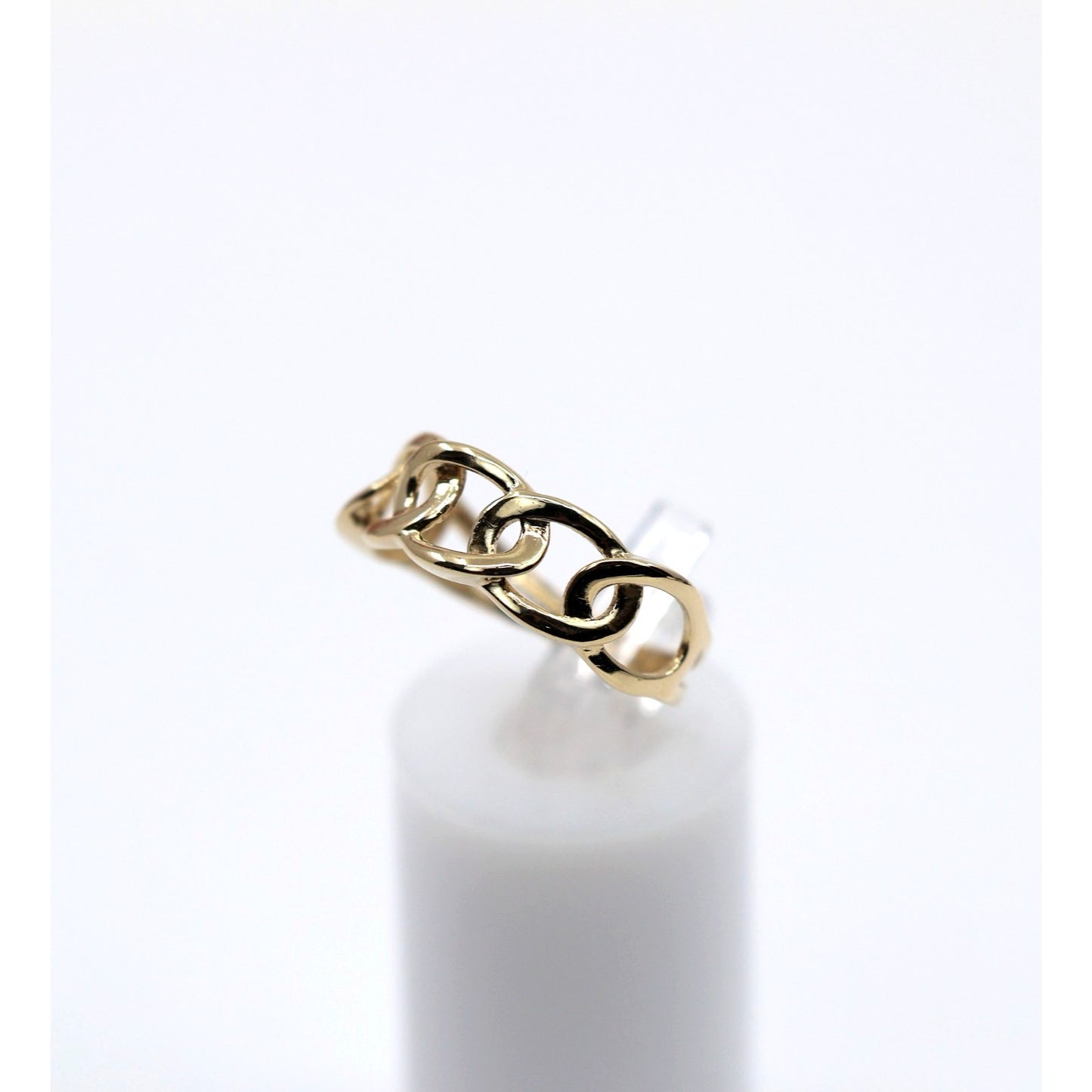 14K Yellow Gold Open Cuban Curb Link Chain Statement Ring