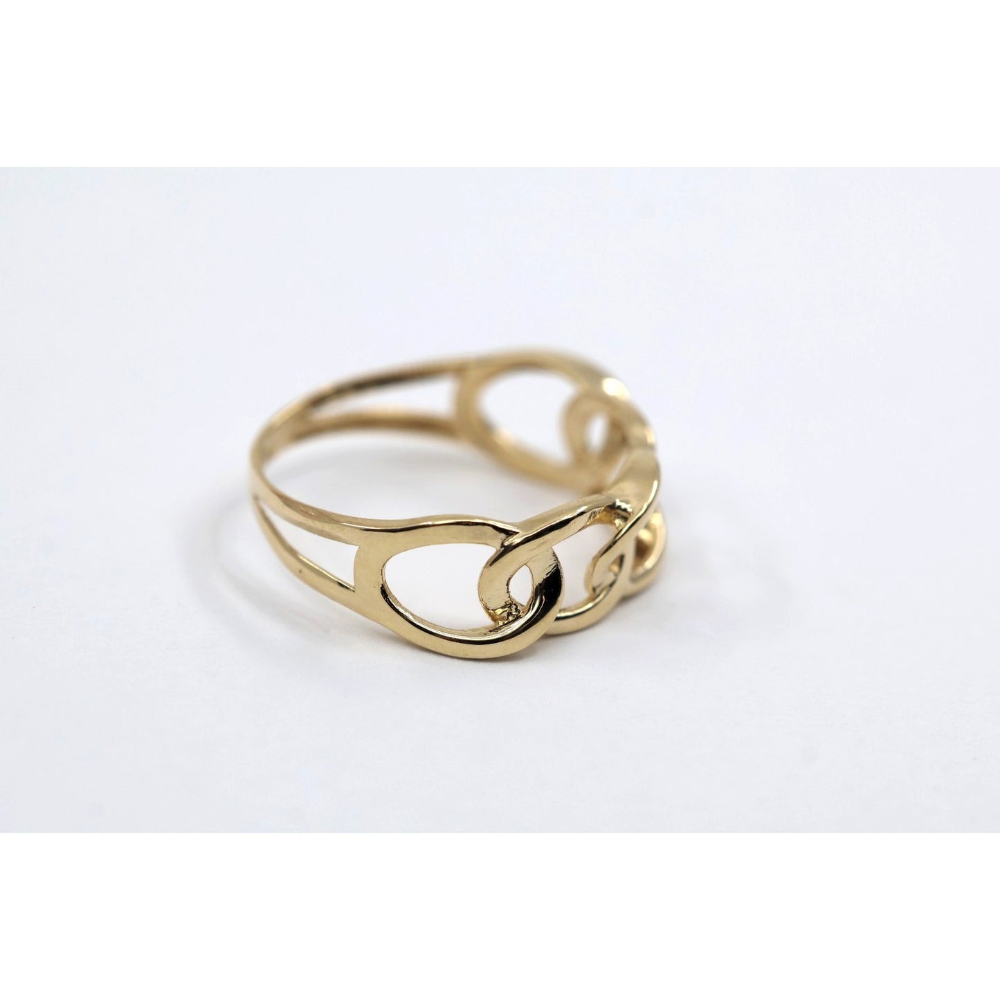 14K Yellow Gold Open Cuban Curb Link Chain Statement Ring