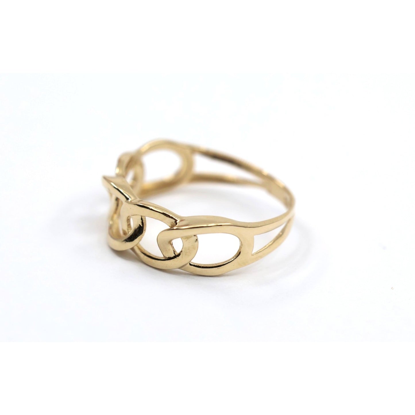 14K Yellow Gold Open Cuban Curb Link Chain Statement Ring