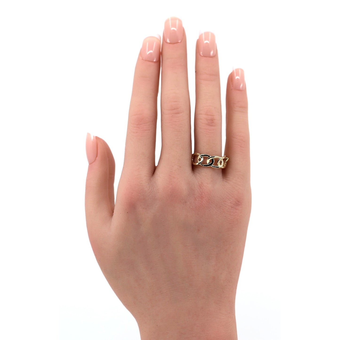 14K Yellow Gold Open Cuban Curb Link Chain Statement Ring