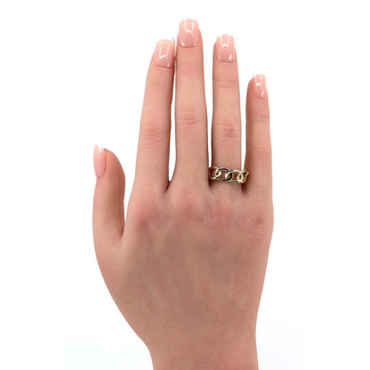 14K Yellow Gold Open Cuban Curb Link Chain Statement Ring