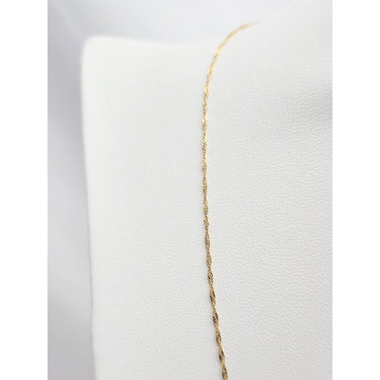 14K Yellow Gold Initial Name Destiny Charm Pendant Singapore Link Chain Necklace