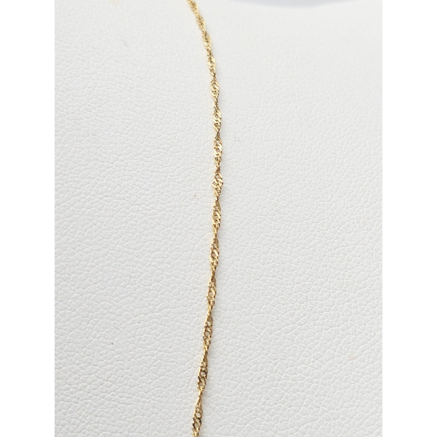 14K Yellow Gold Initial Name Destiny Charm Pendant Singapore Link Chain Necklace