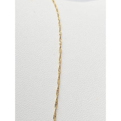 14K Yellow Gold Initial Name Destiny Charm Pendant Singapore Link Chain Necklace