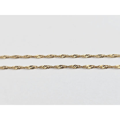 14K Yellow Gold Initial Name Destiny Charm Pendant Singapore Link Chain Necklace