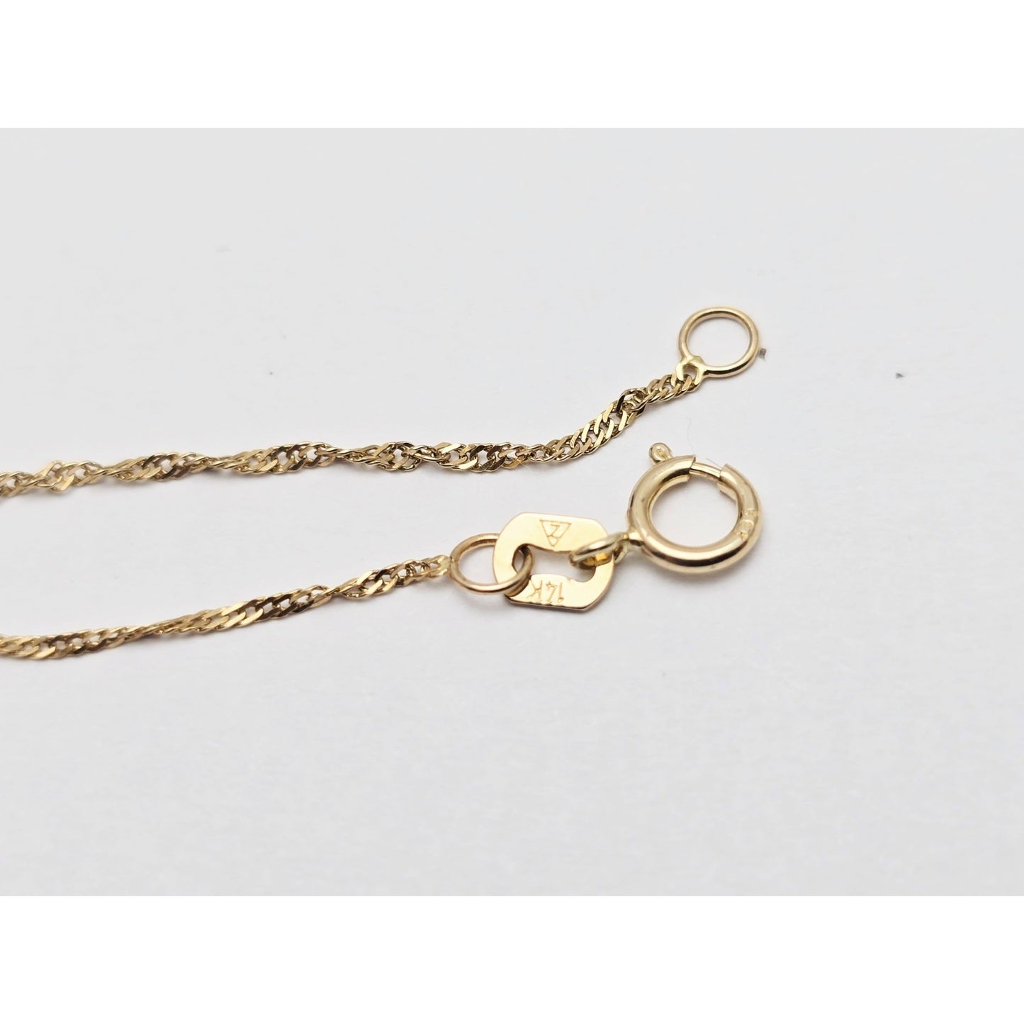 14K Yellow Gold Initial Name Destiny Charm Pendant Singapore Link Chain Necklace