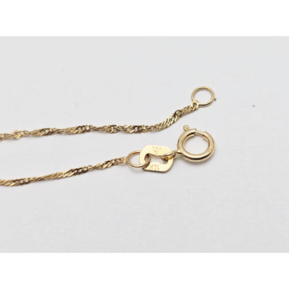 14K Yellow Gold Initial Name Destiny Charm Pendant Singapore Link Chain Necklace