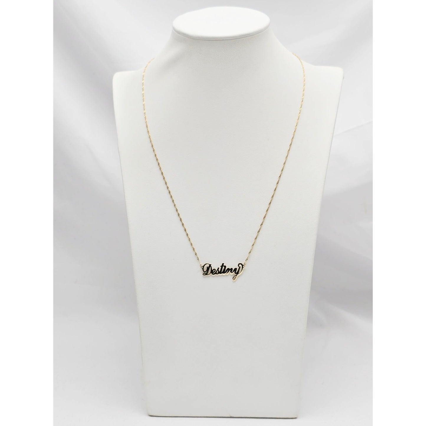 14K Yellow Gold Initial Name Destiny Charm Pendant Singapore Link Chain Necklace