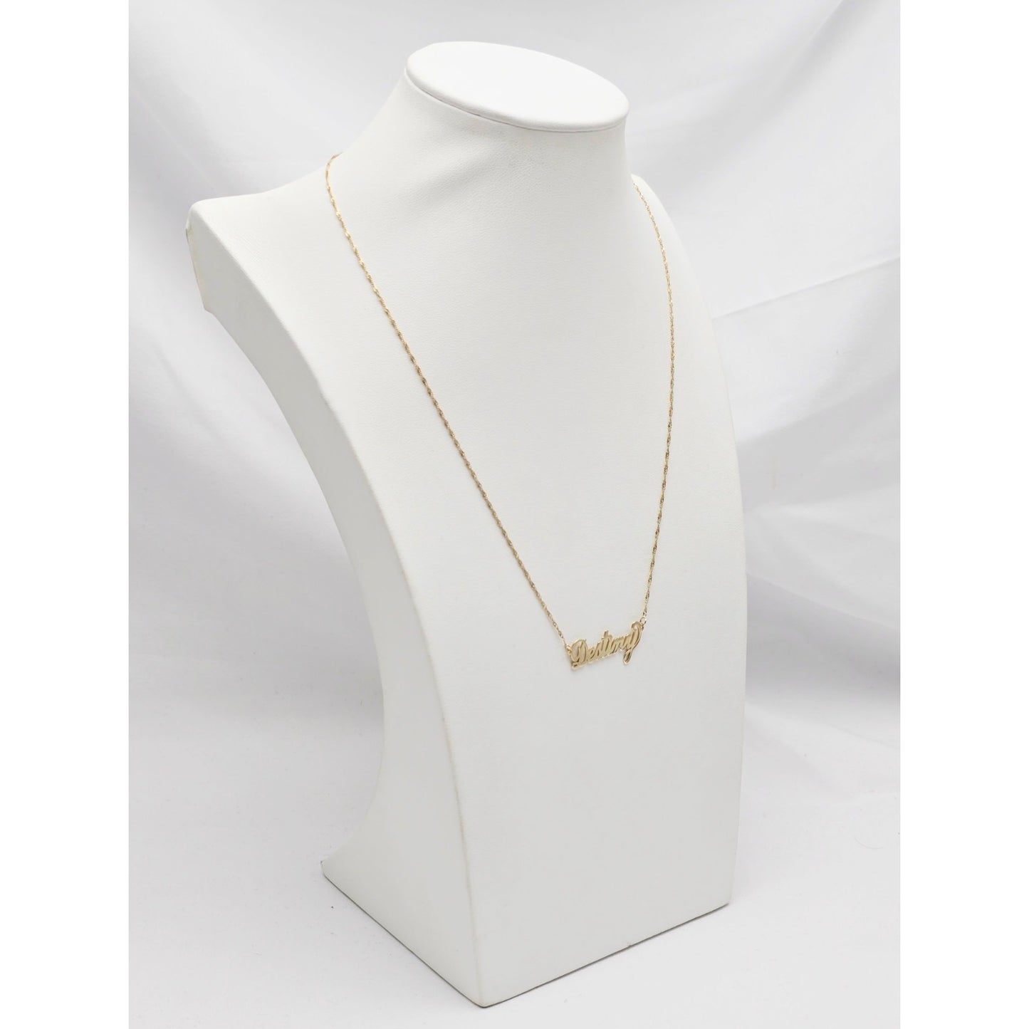 14K Yellow Gold Initial Name Destiny Charm Pendant Singapore Link Chain Necklace