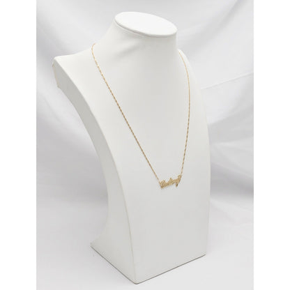 14K Yellow Gold Initial Name Destiny Charm Pendant Singapore Link Chain Necklace