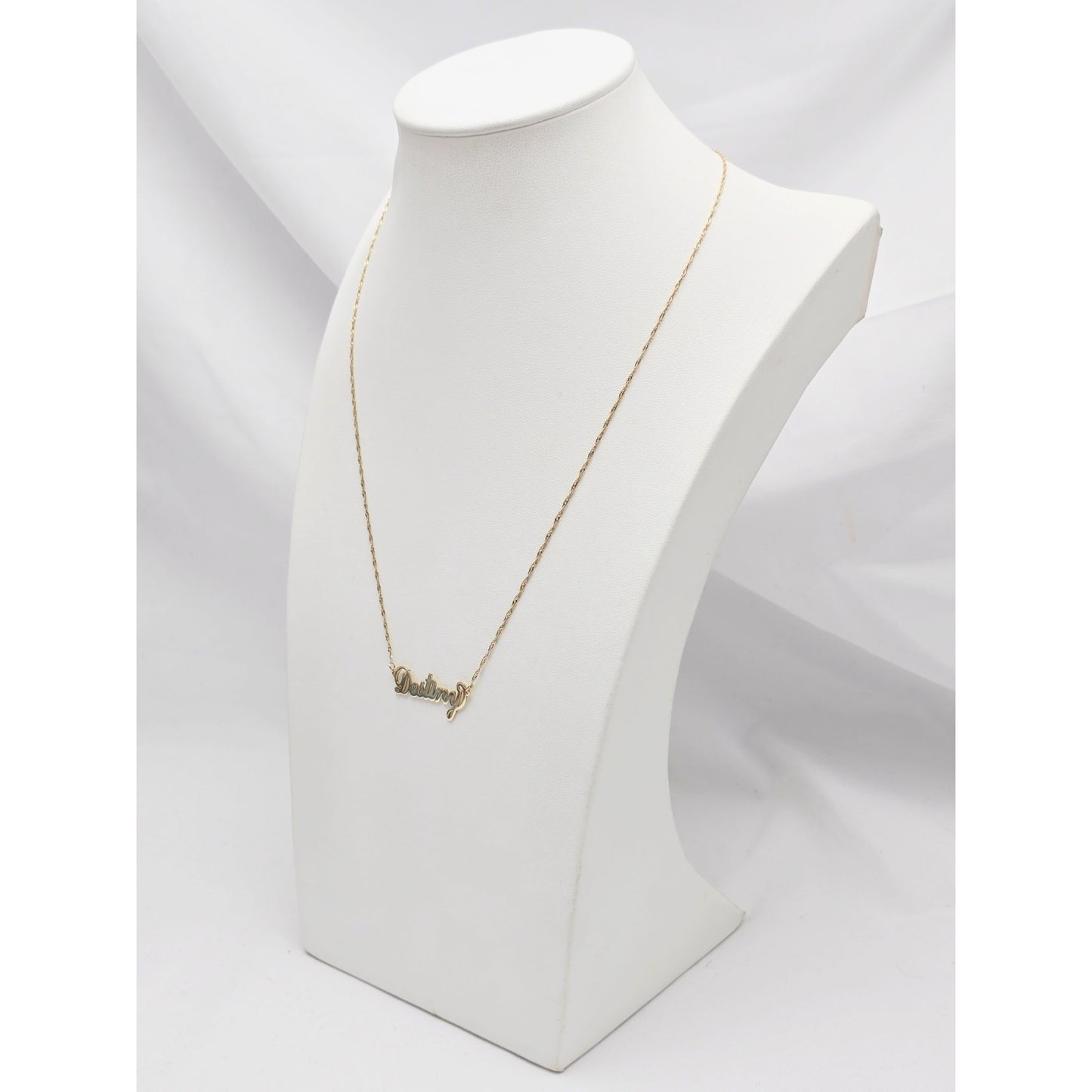 14K Yellow Gold Initial Name Destiny Charm Pendant Singapore Link Chain Necklace