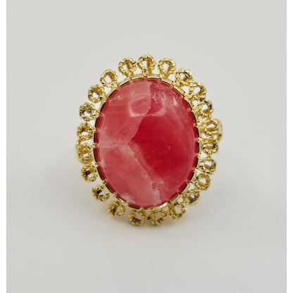18K Yellow Gold Cabochon Rhodochrosite Ring