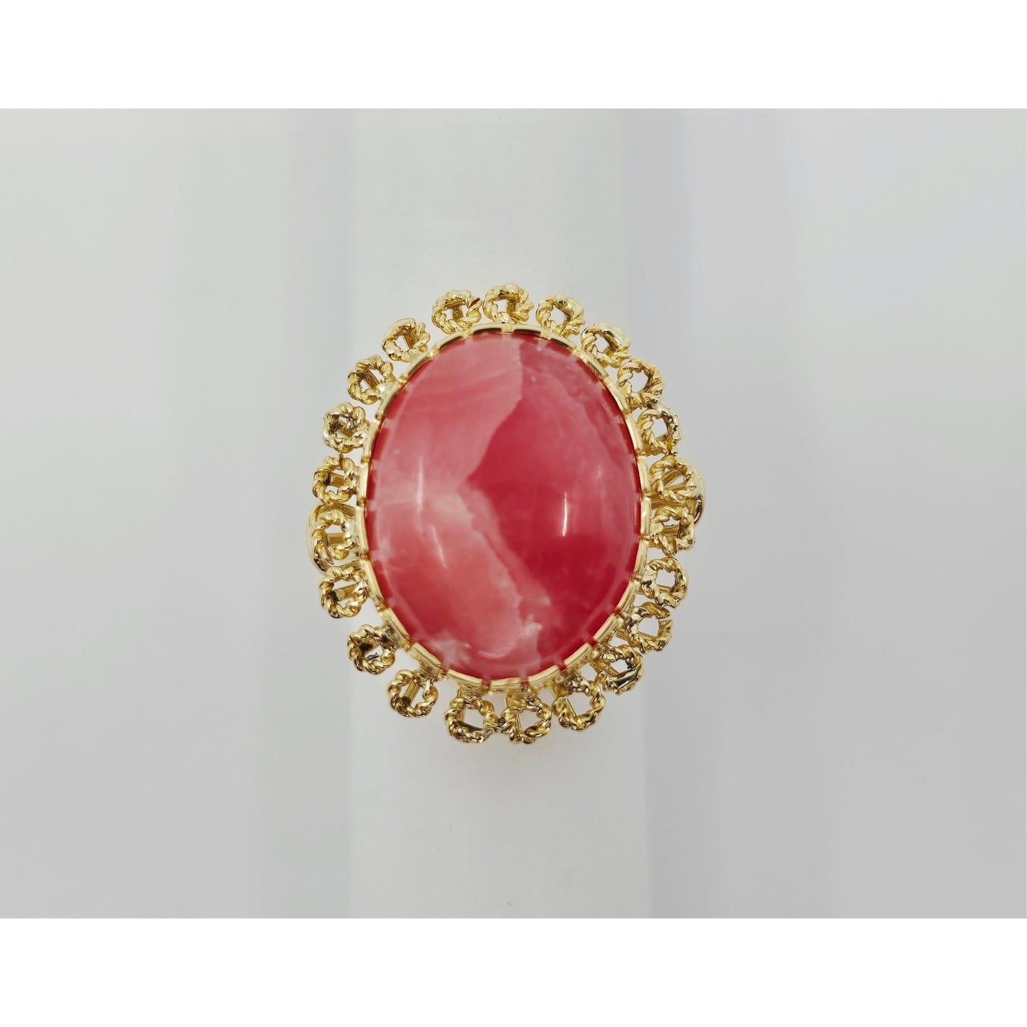 18K Yellow Gold Cabochon Rhodochrosite Ring