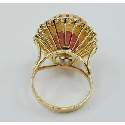 18K Yellow Gold Cabochon Rhodochrosite Ring