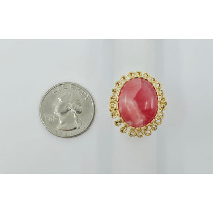 18K Yellow Gold Cabochon Rhodochrosite Ring