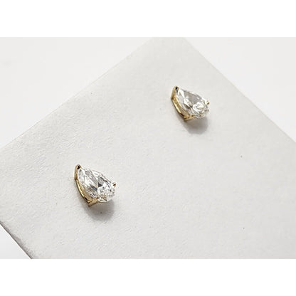 14K Yellow Gold Teardrop Pear CZ Stud Earrings