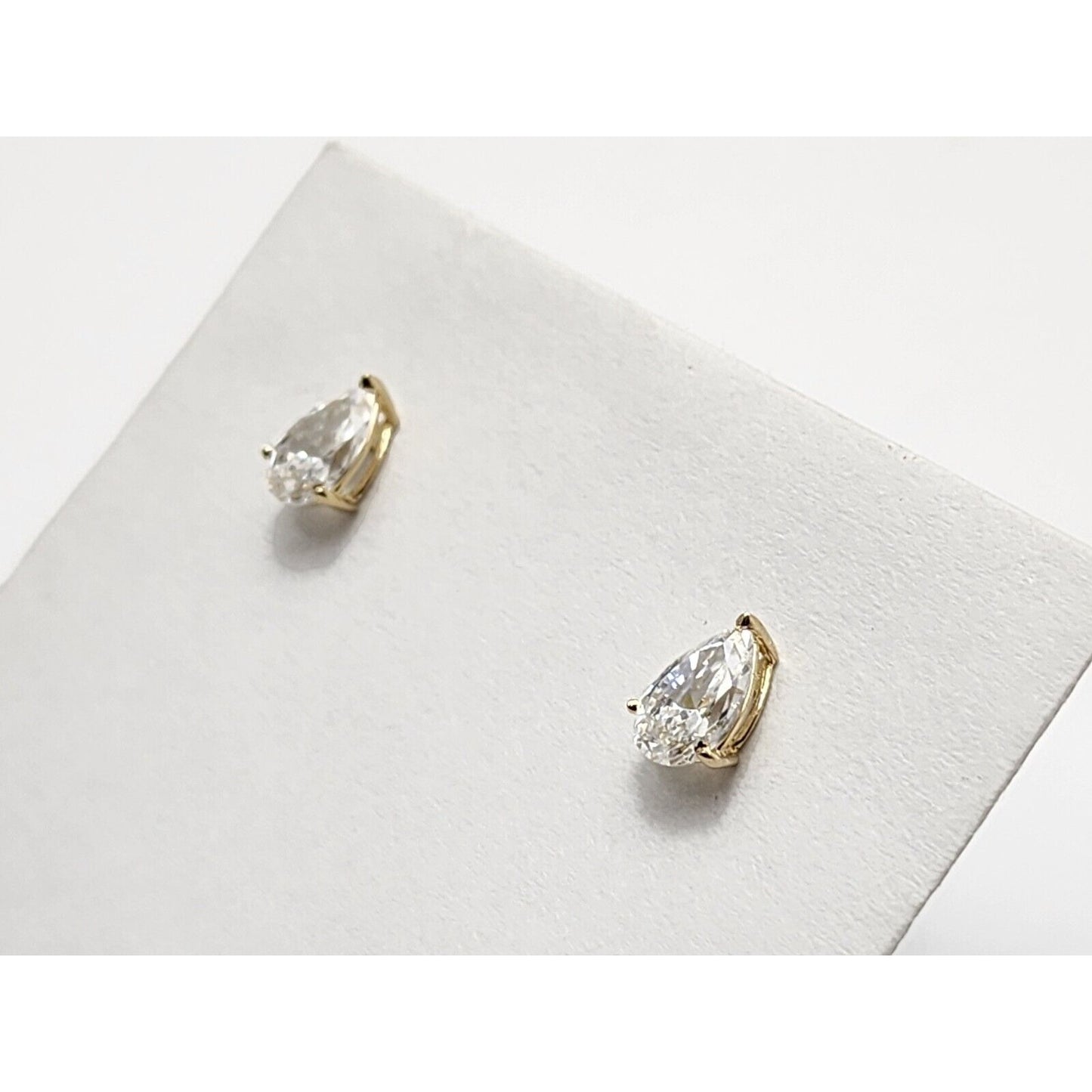 14K Yellow Gold Teardrop Pear CZ Stud Earrings