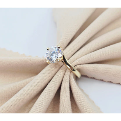 14K Yellow Gold Ladies Solitaire CZ Engagement Ring