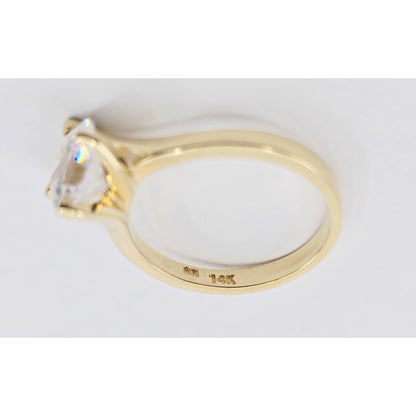 14K Yellow Gold Ladies Solitaire CZ Engagement Ring