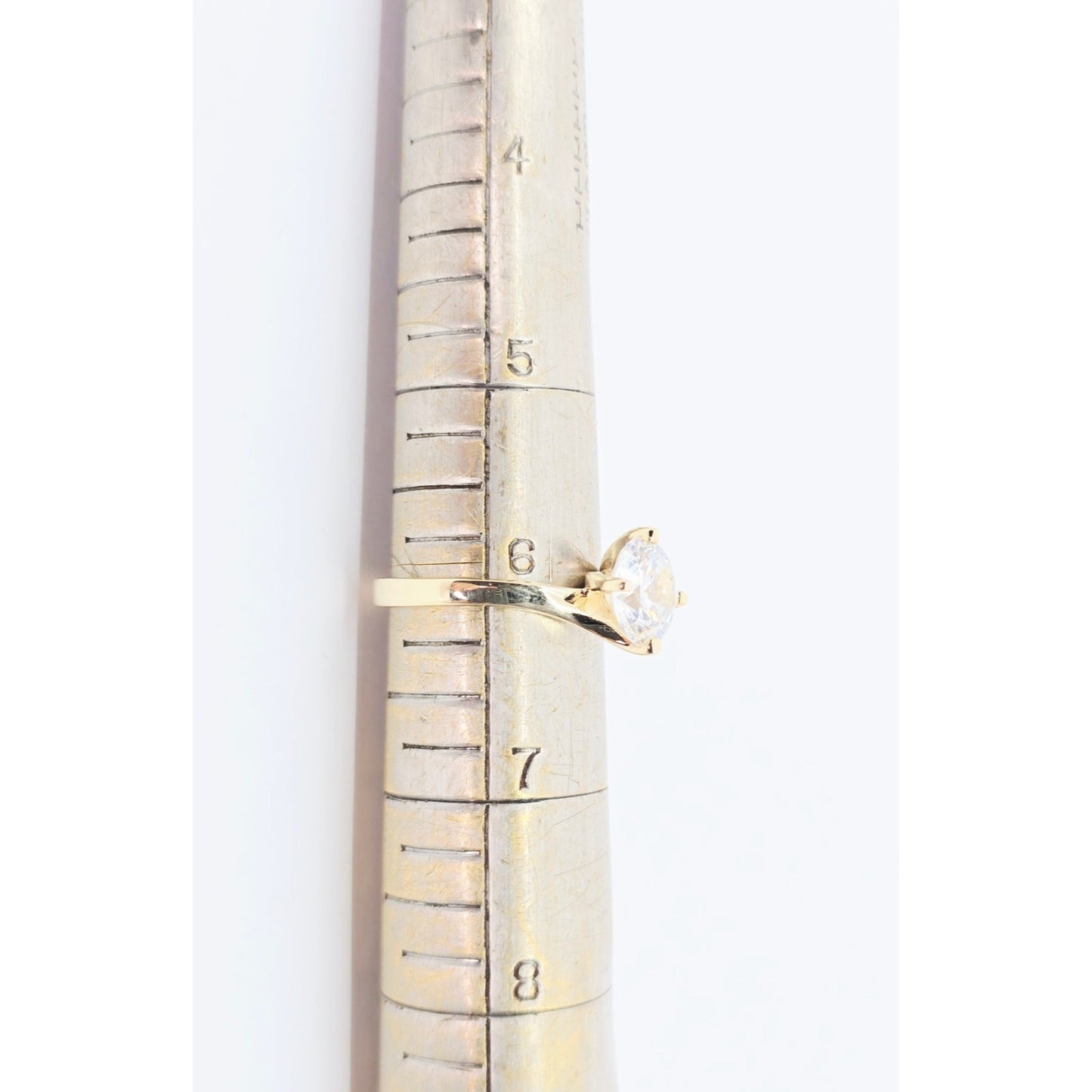 14K Yellow Gold Ladies Solitaire CZ Engagement Ring