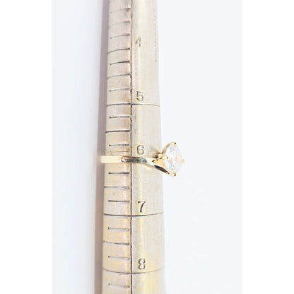 14K Yellow Gold Ladies Solitaire CZ Engagement Ring