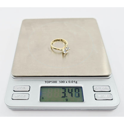 14K Yellow Gold Ladies Solitaire CZ Engagement Ring