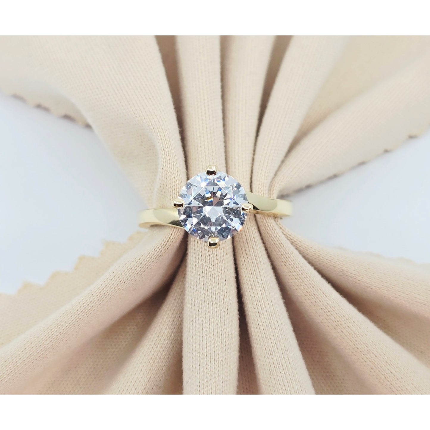 14K Yellow Gold Ladies Solitaire CZ Engagement Ring