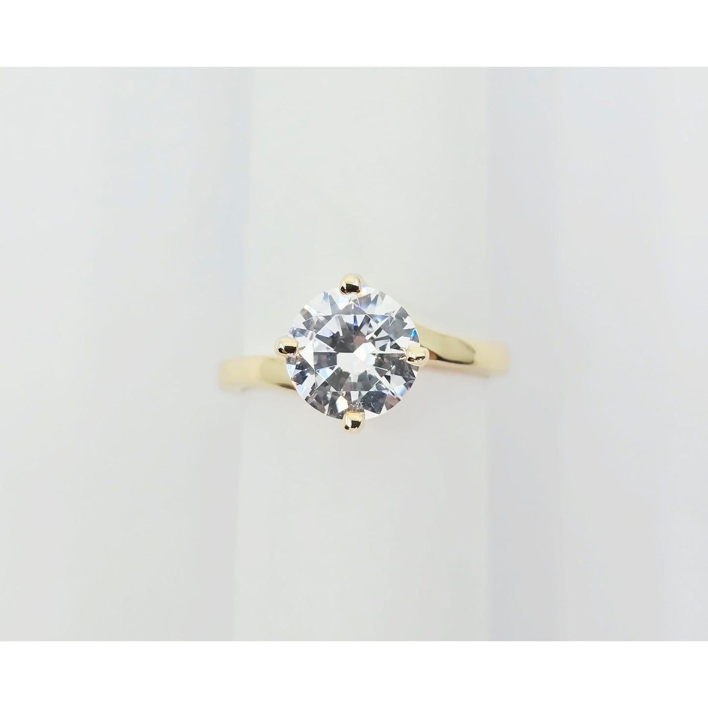 14K Yellow Gold Ladies Solitaire CZ Engagement Ring