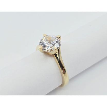 14K Yellow Gold Ladies Solitaire CZ Engagement Ring