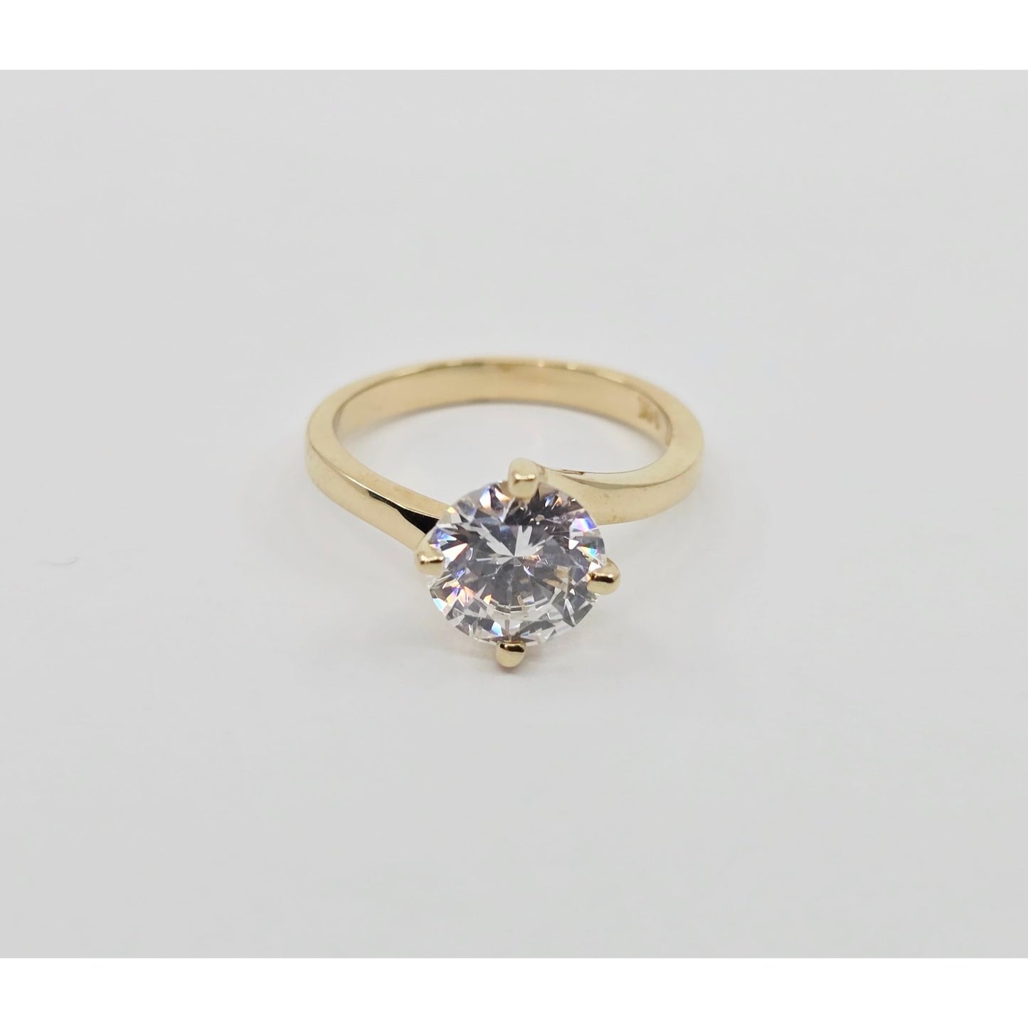 14K Yellow Gold Ladies Solitaire CZ Engagement Ring