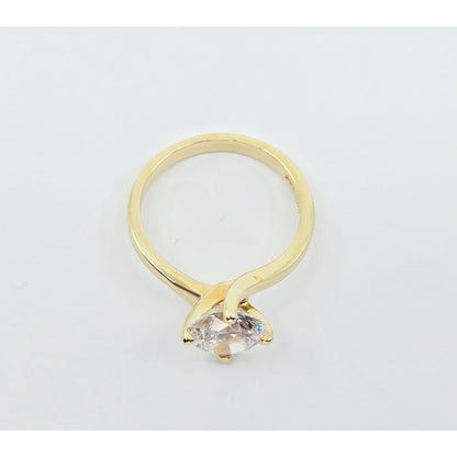 14K Yellow Gold Ladies Solitaire CZ Engagement Ring