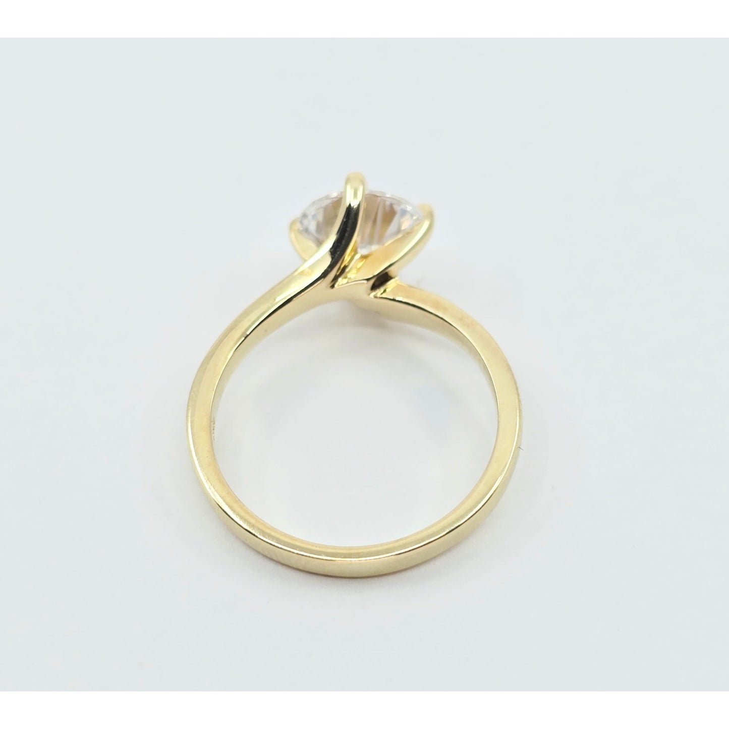 14K Yellow Gold Ladies Solitaire CZ Engagement Ring