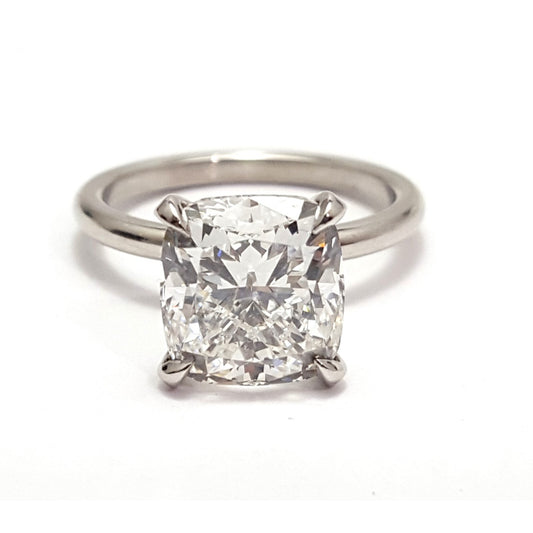 Platinum 3.01ct Natural Cushion Cut Solitaire Diamond Engagement Ring GIA Cert