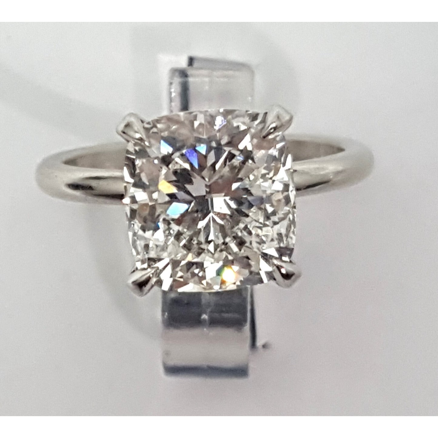 Platinum 3.01ct Natural Cushion Cut Solitaire Diamond Engagement Ring GIA Cert