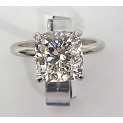 Platinum 3.01ct Natural Cushion Cut Solitaire Diamond Engagement Ring GIA Cert