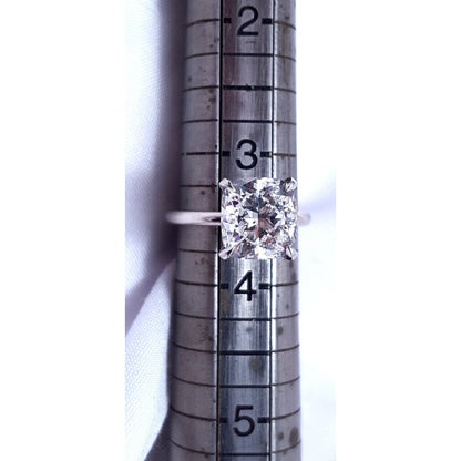 Platinum 3.01ct Natural Cushion Cut Solitaire Diamond Engagement Ring GIA Cert