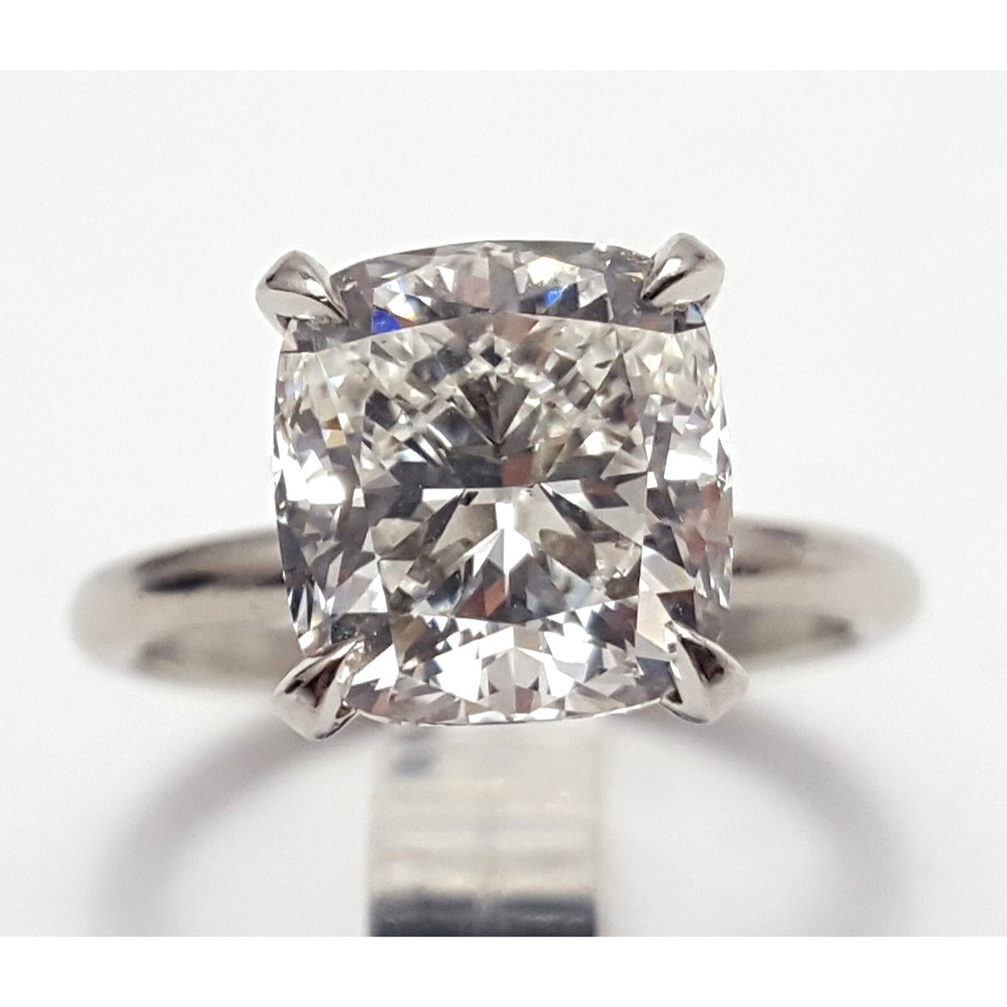 Platinum 3.01ct Natural Cushion Cut Solitaire Diamond Engagement Ring GIA Cert