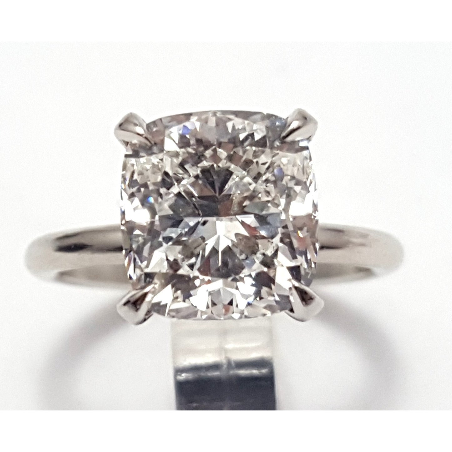 Platinum 3.01ct Natural Cushion Cut Solitaire Diamond Engagement Ring GIA Cert