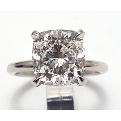 Platinum 3.01ct Natural Cushion Cut Solitaire Diamond Engagement Ring GIA Cert