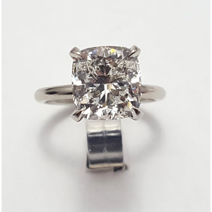 Platinum 3.01ct Natural Cushion Cut Solitaire Diamond Engagement Ring GIA Cert