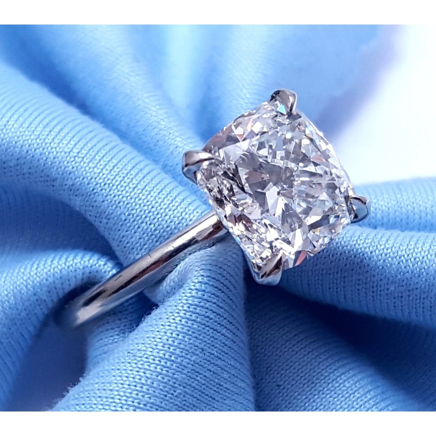 Platinum 3.01ct Natural Cushion Cut Solitaire Diamond Engagement Ring GIA Cert