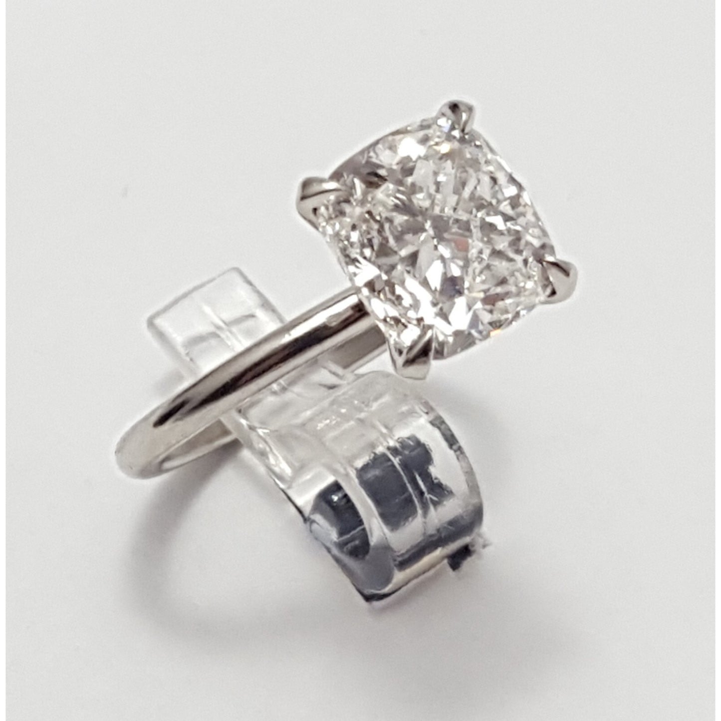 Platinum 3.01ct Natural Cushion Cut Solitaire Diamond Engagement Ring GIA Cert