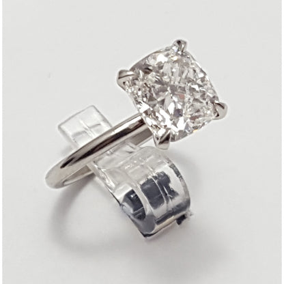 Platinum 3.01ct Natural Cushion Cut Solitaire Diamond Engagement Ring GIA Cert
